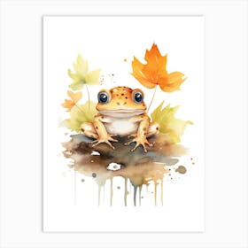 A Frog  Watercolour In Autumn Colours 2 Art Print