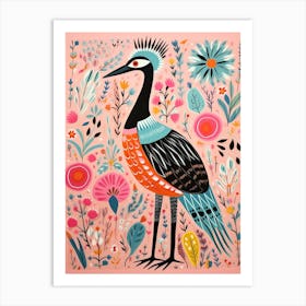 Pink Scandi Grebe 3 Art Print