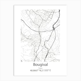 Bougival,France Minimalist Map Art Print