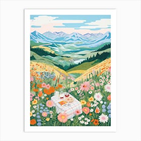 Summer Picnic With Flowers Art Print