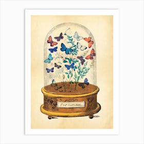 Butterfly Glass Dome Art Print