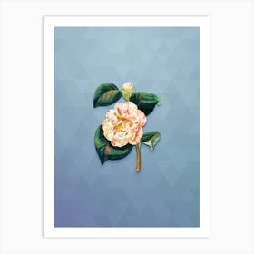 Vintage Gray's Camellia Botanical Art on Summer Song Blue n.0662 Art Print