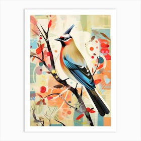 Bird Painting Collage Cedar Waxwing 3 Art Print