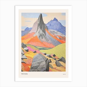 Tryfan Wales 2 Colourful Mountain Illustration Poster Art Print