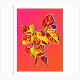 Neon Carolina Allspice Flower Botanical in Hot Pink and Electric Blue Art Print