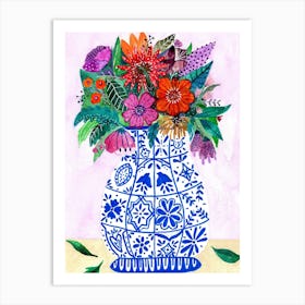 Still Life Mexican Tiles Colorful Flowers Modern Floral Art Print