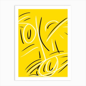 Yellow And White Drawing Art Print