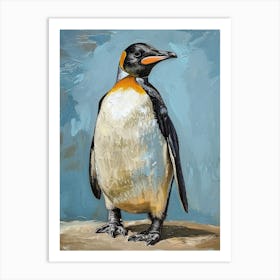 African Penguin Cooper Bay Oil Painting 2 Art Print