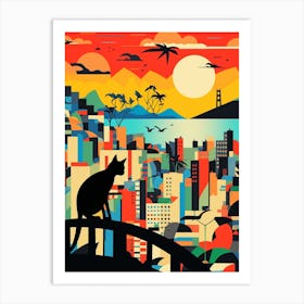 Rio De Janeiro, Brazil Skyline With A Cat 3 Art Print
