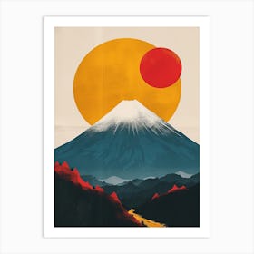 Japandi Cubist Fusion: Mt Fuji 1 Art Print