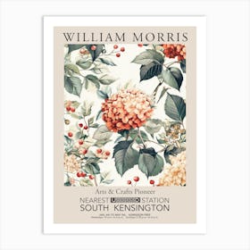 William Morris Prints Hydrangea Red Christmas Gift Winter Vintage Art Print