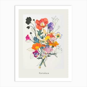 Portulaca 1 Collage Flower Bouquet Poster Art Print