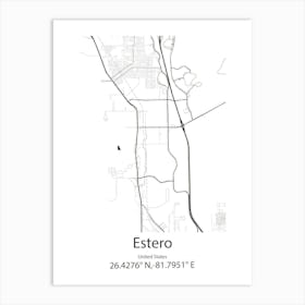 Estero,United States Minimalist Map Art Print