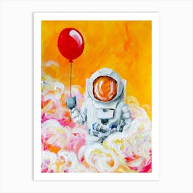 Red Balloon Astronaut Art Print