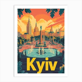 Aihrgdesign A Retro Travel Poster For Kyiv 5 Art Print