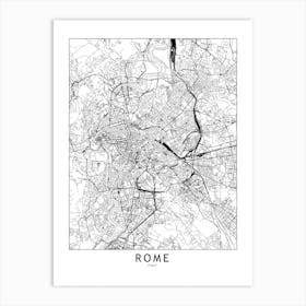 Rome White Map Line Art Print