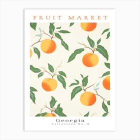 Peaches Fruit Poster Gift Georgia Market Art Print