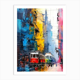 Trams In The City Art Print