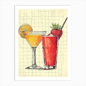 Fruity Daiquiri Watercolour Geometric 2 Art Print