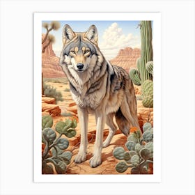 Honshu Wolf Desert Scenery 3 Art Print
