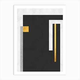 Gray and gold geometric 1 Art Print