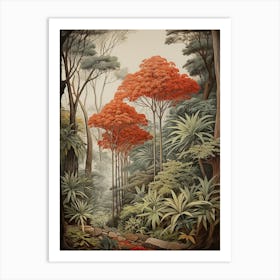 Vintage Jungle Botanical Illustration Jungle Flame 1 Art Print