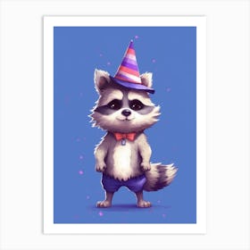 Cute Kawaii Cartoon Raccoon 1 Art Print