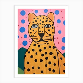 Pink Polka Dot Mountain Lion 2 Art Print