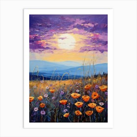 Sunset With Poppies 1 Art Print