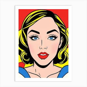 Striking Colors: A Woman’s Face in Retro Pop Style Pop Art Art Print