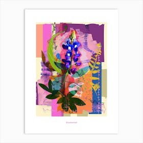Bluebonnet 2 Neon Flower Collage Poster Art Print