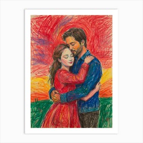 Man And A Woman Hugging Art Print