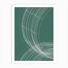 White On Green Abstract Wire Circles Art Print