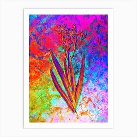 Blackberry Lily Botanical in Acid Neon Pink Green and Blue n.0147 Art Print
