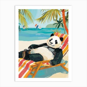 Giant Panda Relaxing In A Hot Spring Storybook Illustration 3 Art Print