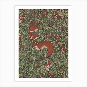 Foxes In The Grass Art Print