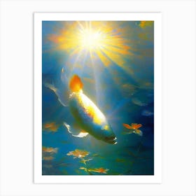 Soragoi Koi 1, Fish Monet Style Classic Painting Art Print