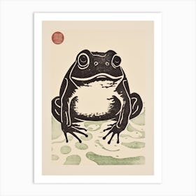 Frog Matsumoto Hoji Inspired Japanese Neutrals And Green 1 Art Print