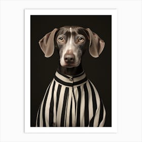 Dog In Striped Shirt Art Print