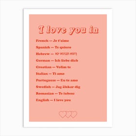 I Love You In Different Languages Art Print