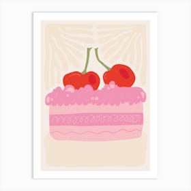 Cake With Cherries Art Print