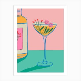 retro botanical cocktail Art Print