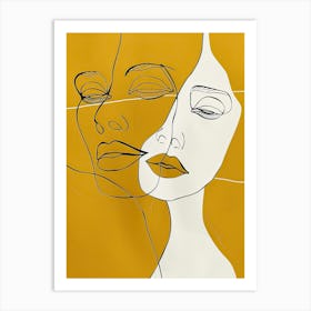 Simplicity Lines Woman Abstract In Yellow 3 Art Print