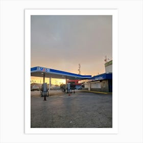 Sunset At A Gas Station Art Print