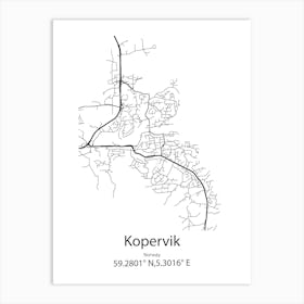 Kopervik,Norway Minimalist Map Art Print