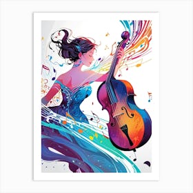 Girl Playing Cello Art Print