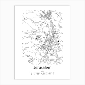 Jerusalem,Israel Minimalist Map Art Print