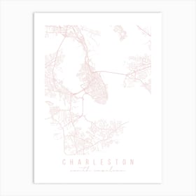 Charleston South Carolina Light Pink Minimal Street Map Art Print