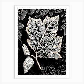 Sandalwood Leaf Linocut 2 Art Print