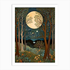 William Morris Full Moon In The Forest 4 Art Print